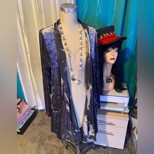 Grey panne velvet waterfall style XL DESIGNER NECKLACE inc .gems …🩶2 die for